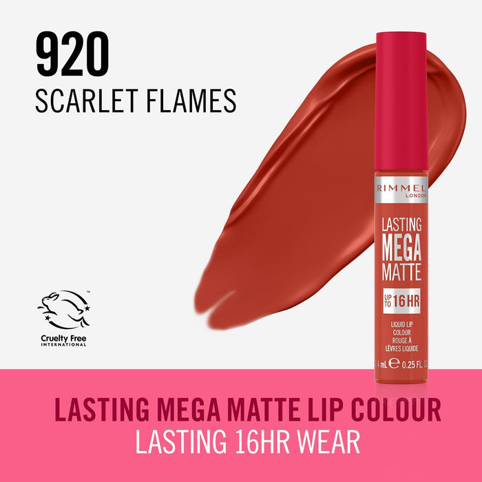 Lipgloss Rimmel London Lasting Mega Matte Nº 920 Scarlet Flames 7,4 ml