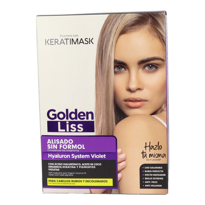 Glättende Haarbehandlung Placenta Life Keratimask Golden Liss 3 Stücke