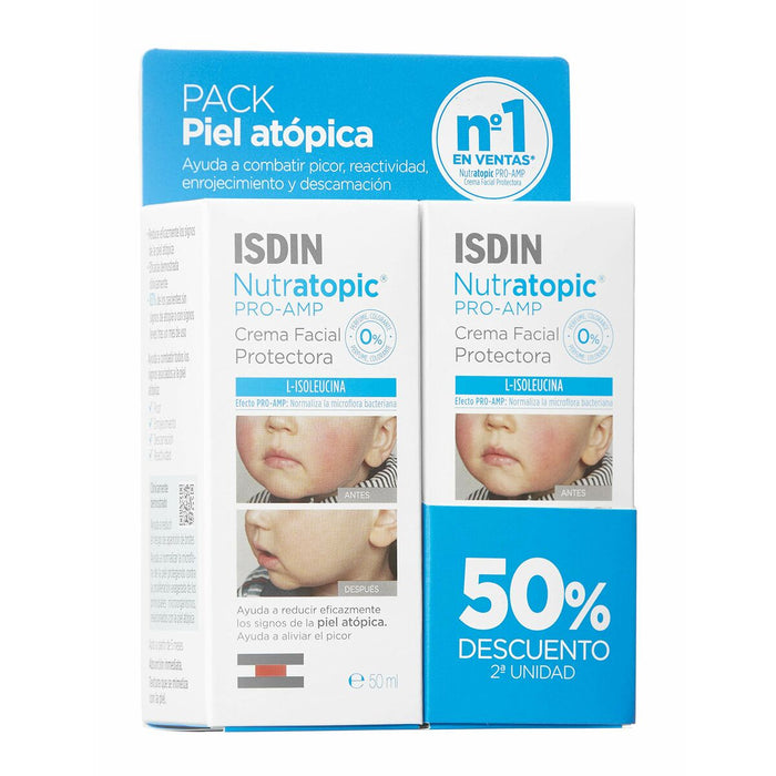 Gesichtscreme Isdin Nutratopic Pro-AMP Hautschützendes Atopische haut Kinder 2 x 50 ml